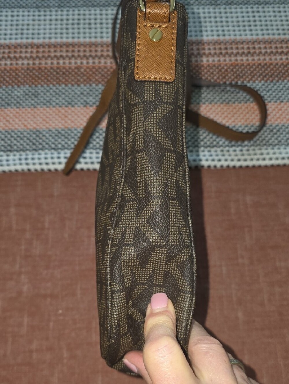 Michael Kors Black/Brown Signature MK Crossbody Bag - Picture 12 of 13